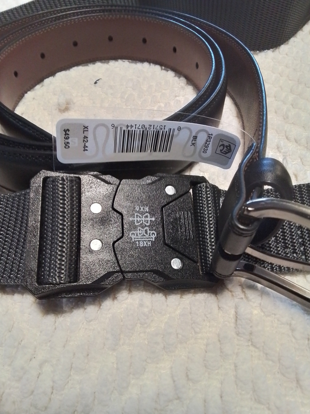 Men's Black Leather Belt with Metal Buckle